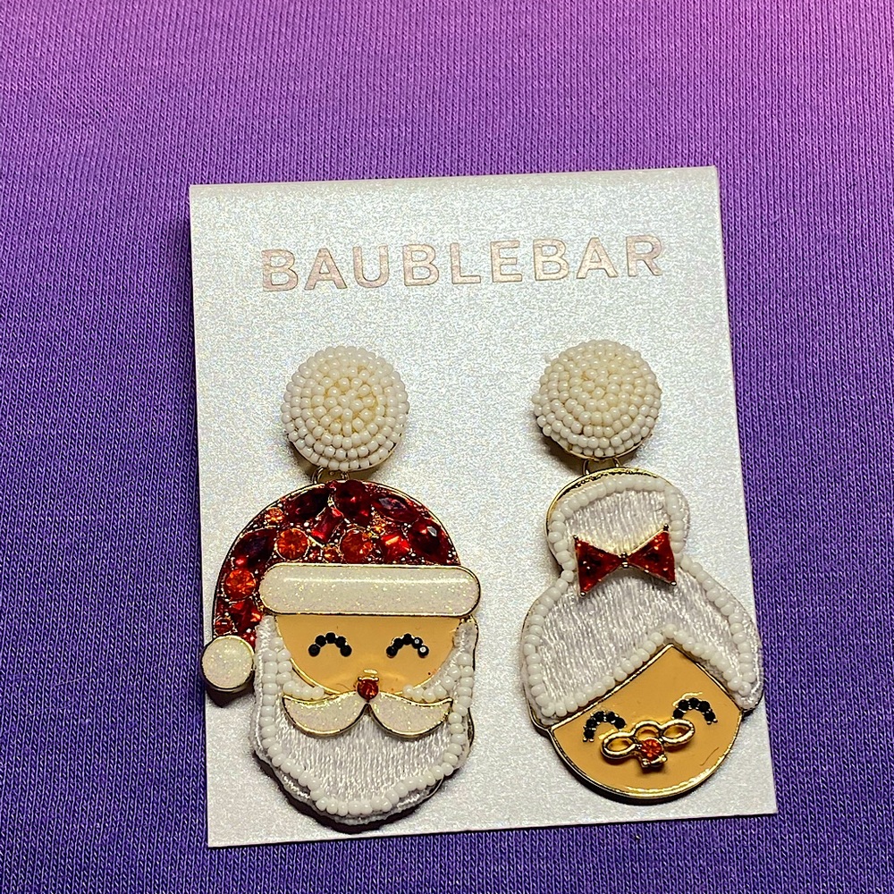 Baublebar Santa & mrs. clause holiday Christmas earrings